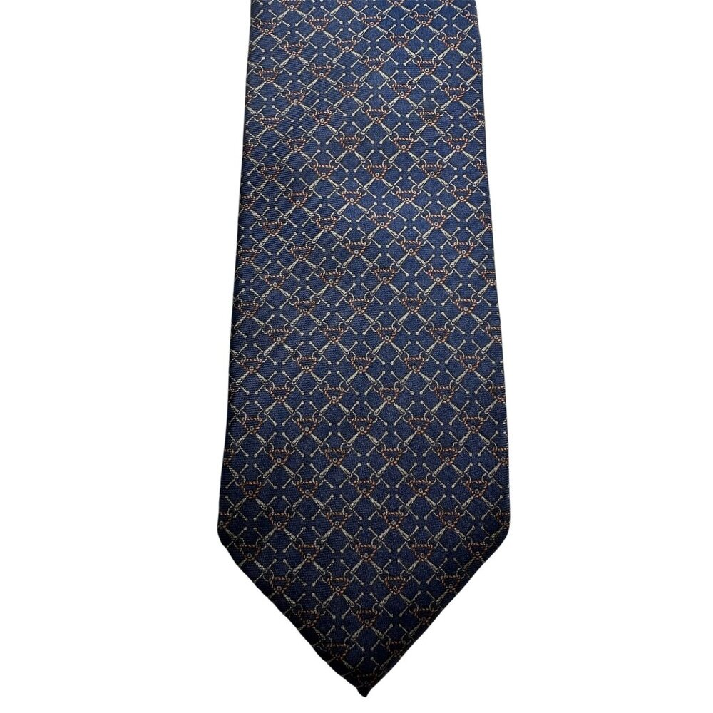 Guy Laroche Paris Navy Blue Patterned Silk Tie Cravates Luxury Formal Wear
